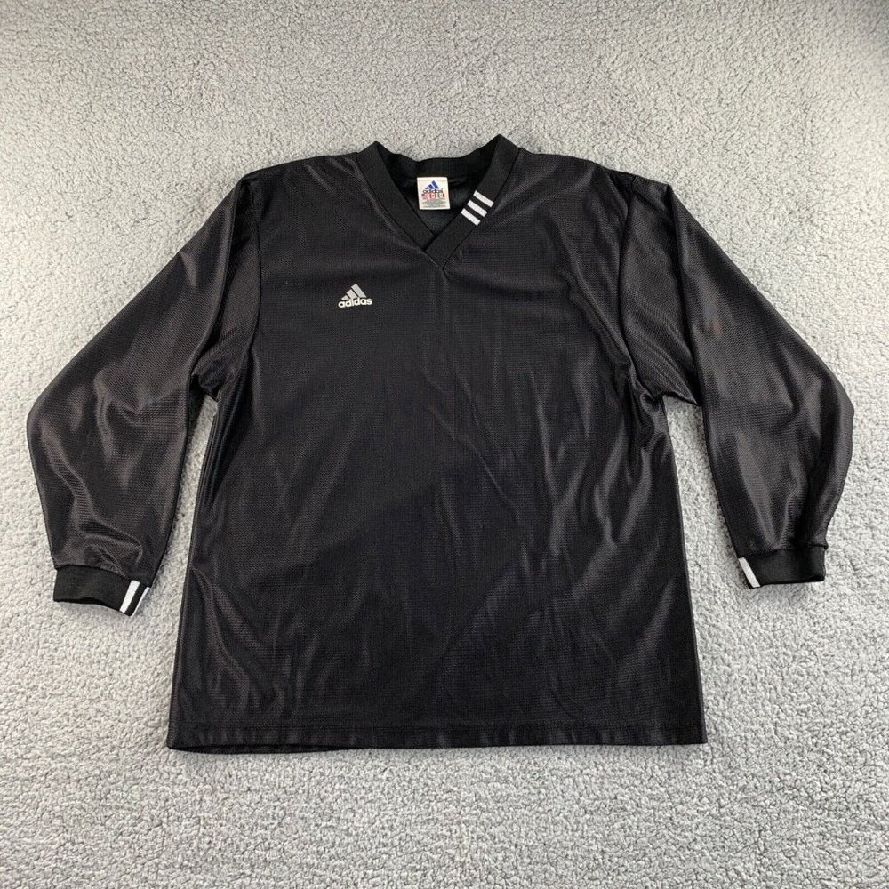 NEW Vintage Adidas Sweatshirt Mens Medium Black Athletic Mesh‎ Top Lined 3 Strip